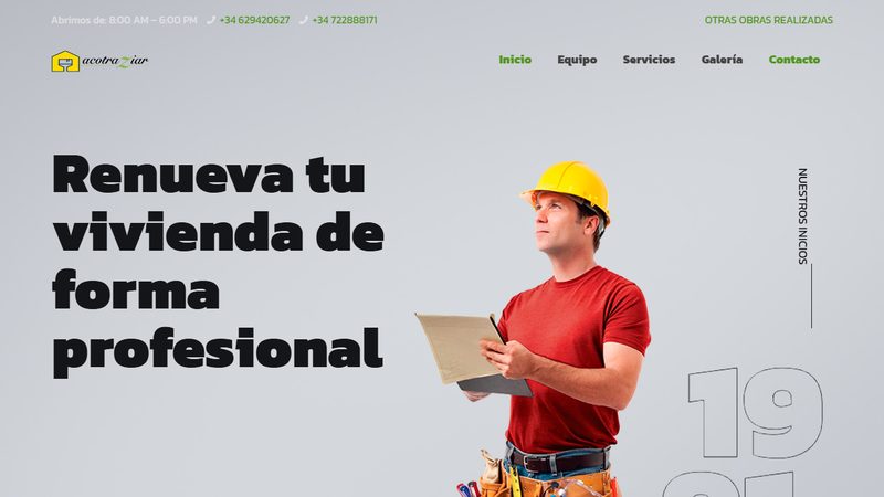 Portada de la web de Acotraziar, reformas en Zaragoza