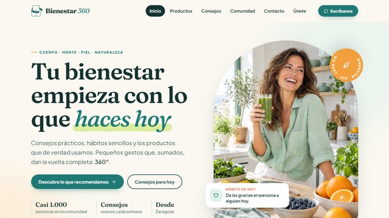 Portada de la web de Bienestar 360