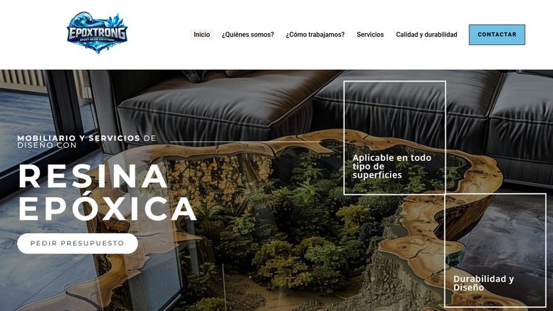 Portada de la web de EpoXtrong, resina epoxi